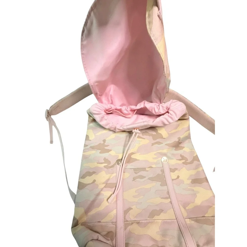 Unbranded Backpack Womens Large Pink Camo Canvas Rucksack Rose Gold Hardware